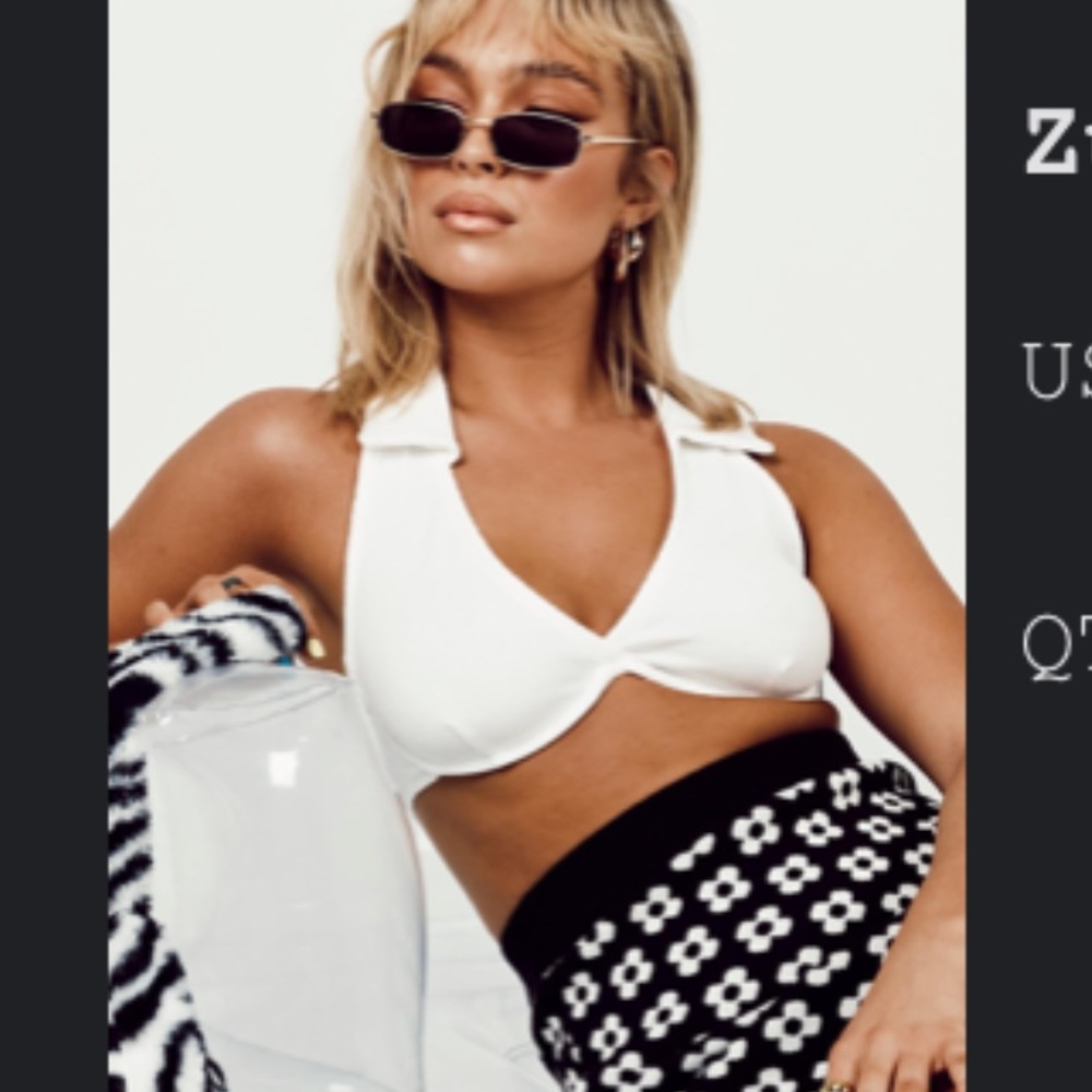 Princess Polly White Underwire Crop Top